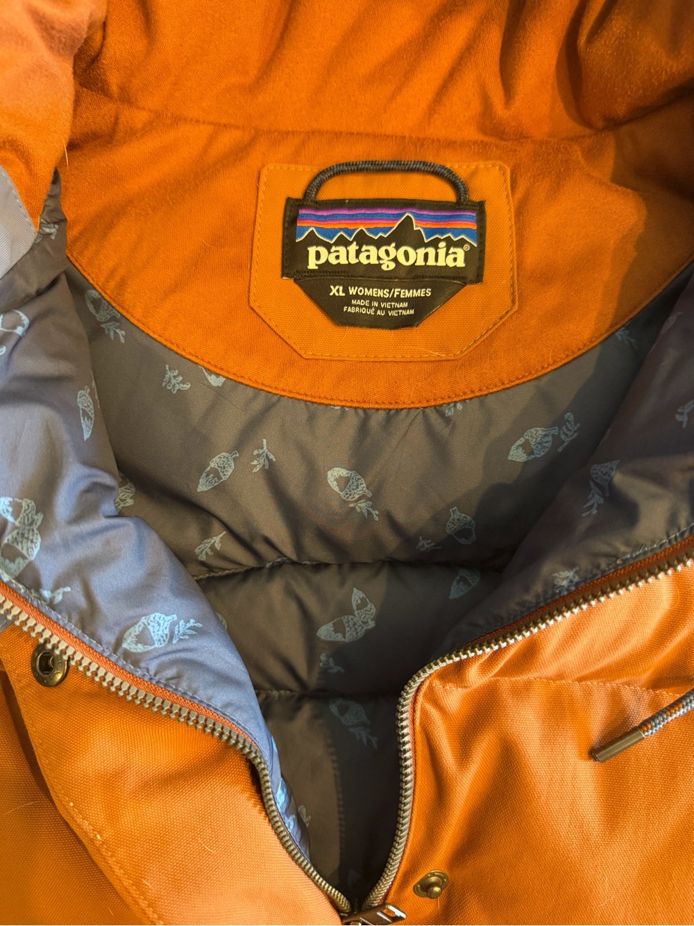 Patagonia Bivy Hooded Vest Womens XL Down Puffer Sisu Brown Outdoor Hiking Zip - Picture 7 of 11